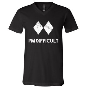 Ski IM Difficult Skiing Skier Snowboard Snowboarder V-Neck T-Shirt