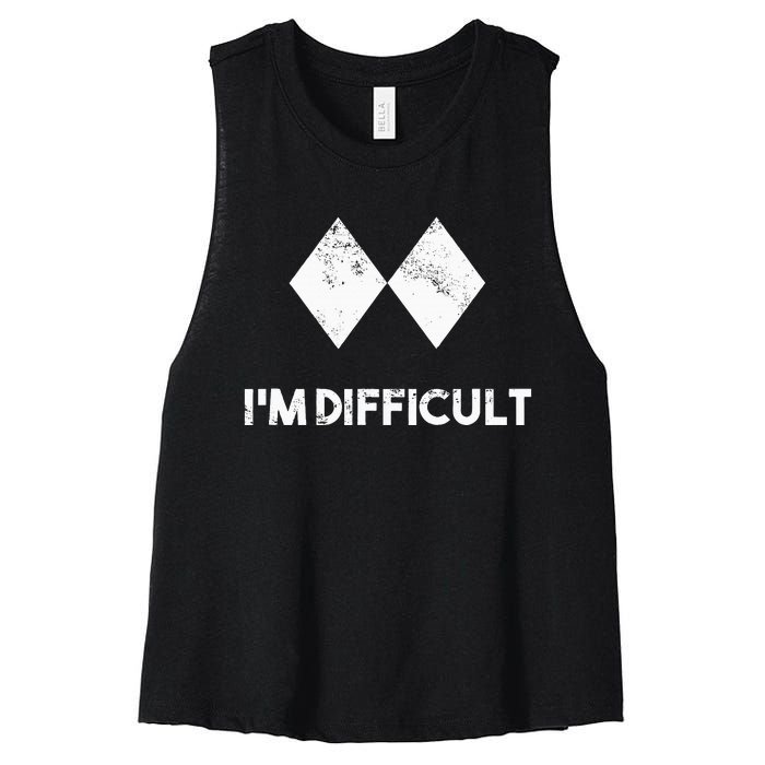 Ski IM Difficult Skiing Skier Snowboard Snowboarder Women's Racerback Cropped Tank