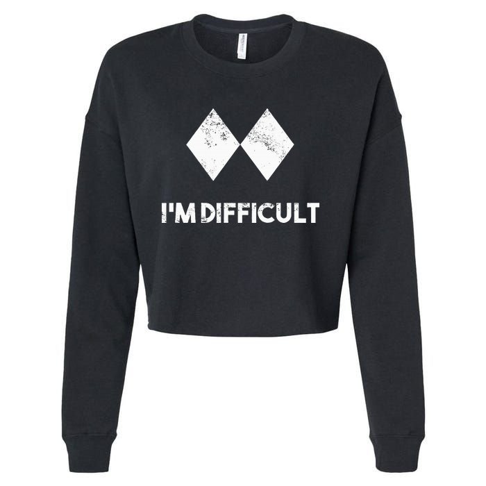 Ski IM Difficult Skiing Skier Snowboard Snowboarder Cropped Pullover Crew