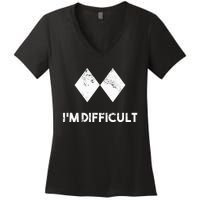 Ski IM Difficult Skiing Skier Snowboard Snowboarder Women's V-Neck T-Shirt