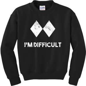 Ski IM Difficult Skiing Skier Snowboard Snowboarder Kids Sweatshirt