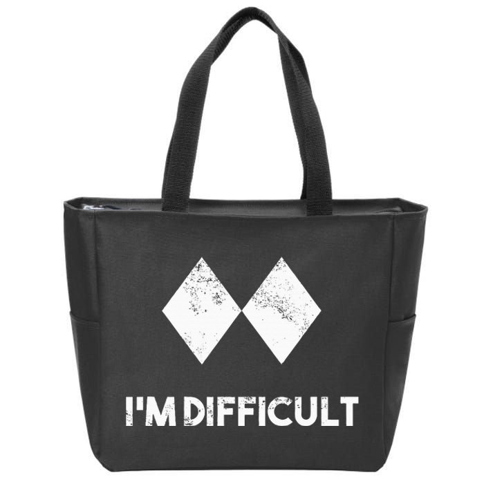 Ski IM Difficult Skiing Skier Snowboard Snowboarder Zip Tote Bag