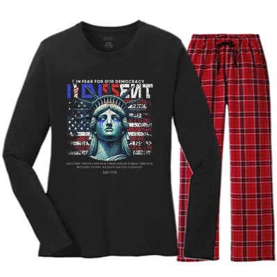 Scotus I Dissent Fear For Our Democracy Sotomayor Women's Long Sleeve Flannel Pajama Set 