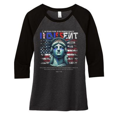 Scotus I Dissent Fear For Our Democracy Sotomayor Women's Tri-Blend 3/4-Sleeve Raglan Shirt