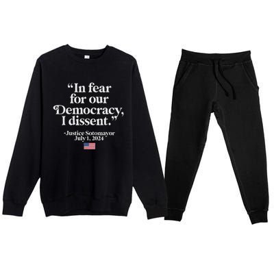 Scotus I Dissent Fear For Our Democracy Gifts Premium Crewneck Sweatsuit Set