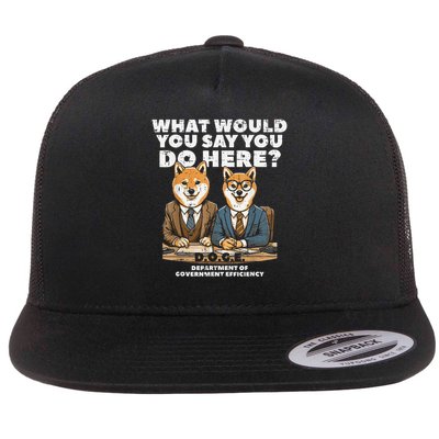 Shiba Inu Doge Funny Department Of Government Efficiency Flat Bill Trucker Hat