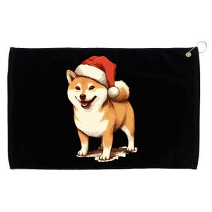 Shiba Inu Dog With Santa Hat Christmas Gift Grommeted Golf Towel