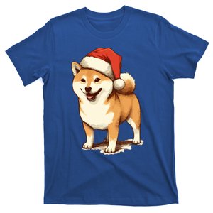 Shiba Inu Dog With Santa Hat Christmas Gift T-Shirt