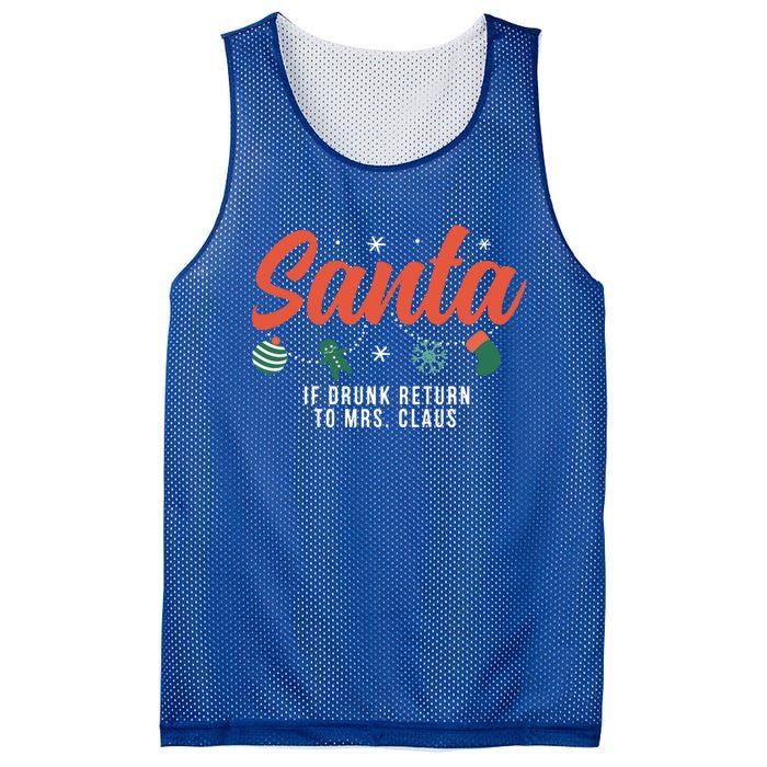 Santa If Drunk Return To Mrs Claus Funny Christmas Couples Cool Gift Mesh Reversible Basketball Jersey Tank