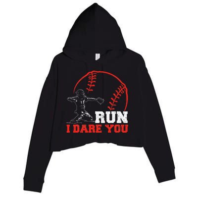 Steal I Dare You Baseball Catcher Baseball Player Crop Fleece Hoodie