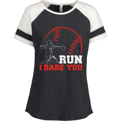 Steal I Dare You Baseball Catcher Baseball Player Enza Ladies Jersey Colorblock Tee