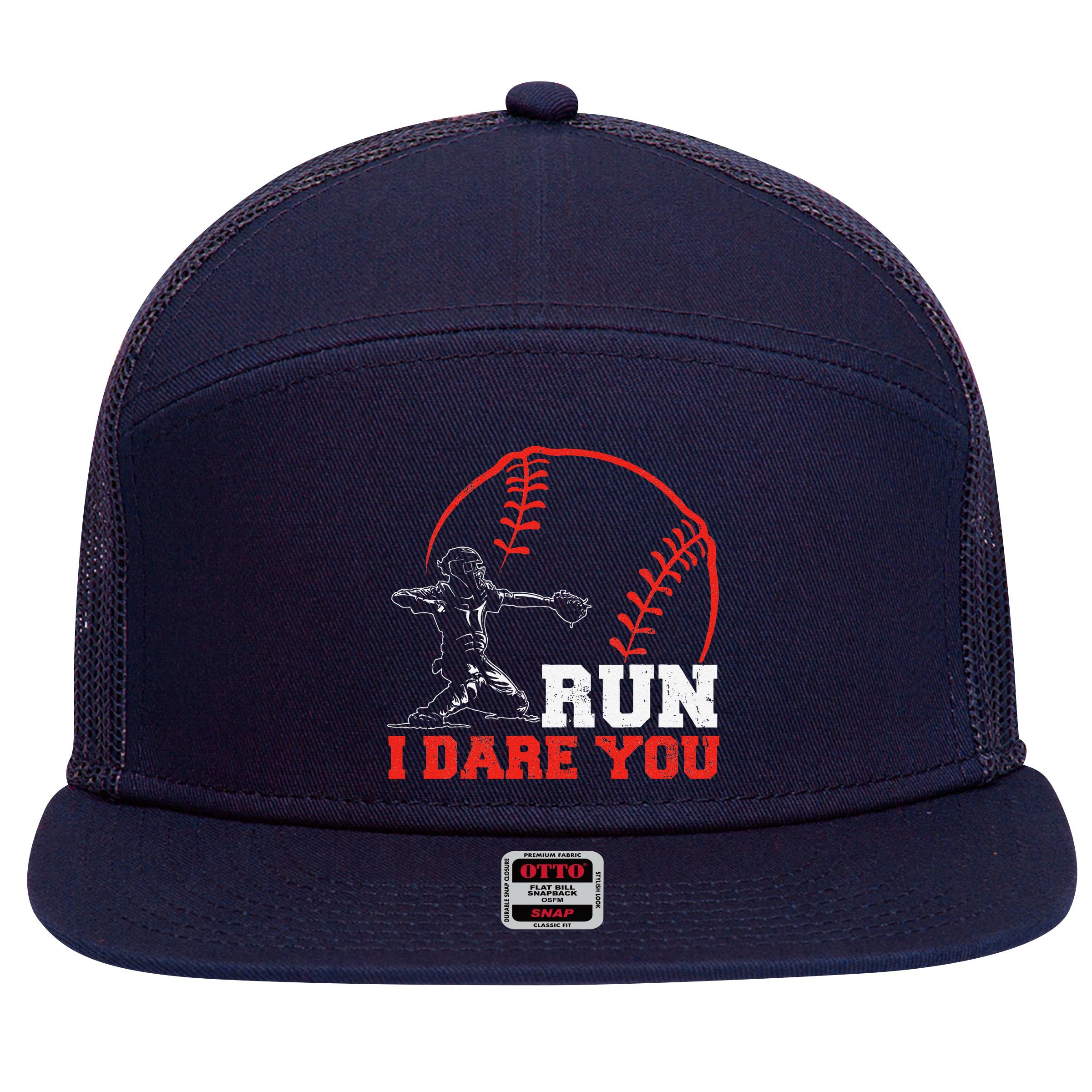 Steal I Dare You Baseball Catcher Baseball Player 7 Panel Mesh Trucker Snapback Hat