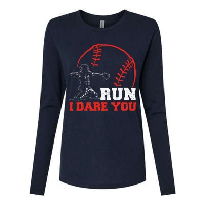 Steal I Dare You Baseball Catcher Baseball Player Womens Cotton Relaxed Long Sleeve T-Shirt