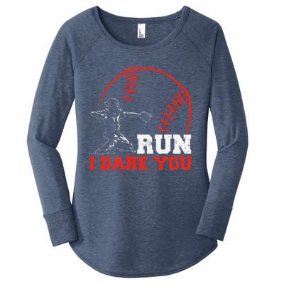 Steal I Dare You Baseball Catcher Baseball Player Women's Perfect Tri Tunic Long Sleeve Shirt