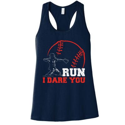 Steal I Dare You Baseball Catcher Baseball Player Women's Racerback Tank