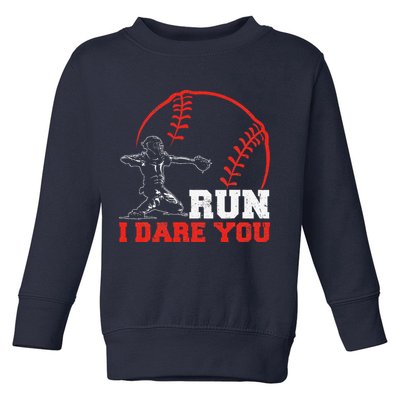 Steal I Dare You Baseball Catcher Baseball Player Toddler Sweatshirt