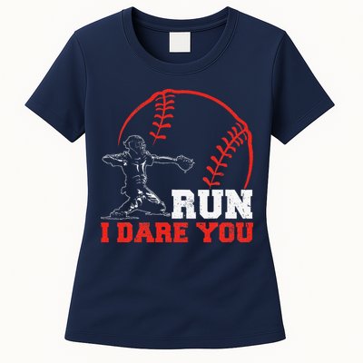 Steal I Dare You Baseball Catcher Baseball Player Womens T-Shirt