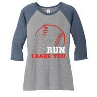 Steal I Dare You Baseball Catcher Baseball Player Women's Tri-Blend 3/4-Sleeve Raglan Shirt