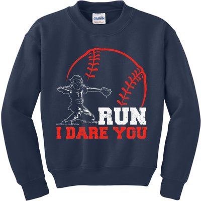 Steal I Dare You Baseball Catcher Baseball Player Kids Sweatshirt