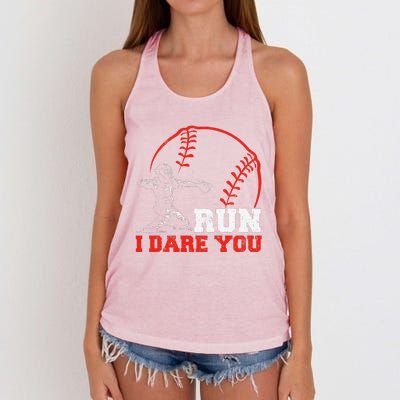 Steal I Dare You Baseball Catcher Baseball Player Women's Knotted Racerback Tank