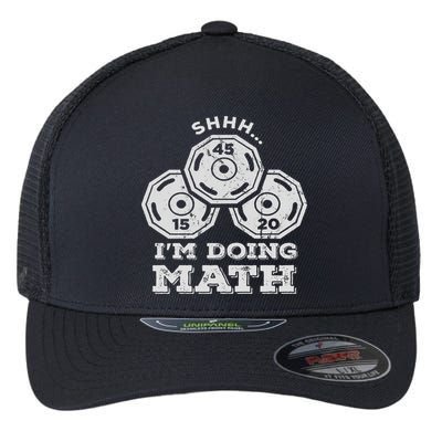 Shhh I'm Doing Math Funny Weight Lifting Workout Training Flexfit Unipanel Trucker Cap