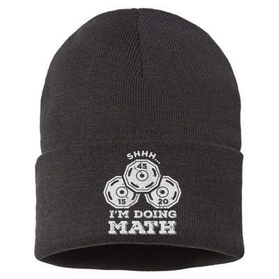 Shhh I'm Doing Math Funny Weight Lifting Workout Training Sustainable Knit Beanie