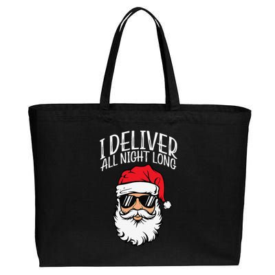 Santa I Deliver All Night Funny Christmas Naughty Xmas Adult Cotton Canvas Jumbo Tote