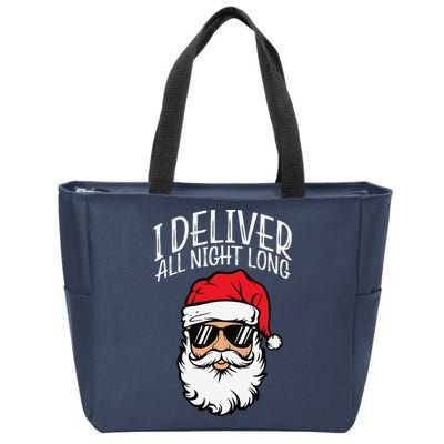 Santa I Deliver All Night Funny Christmas Naughty Xmas Adult Zip Tote Bag