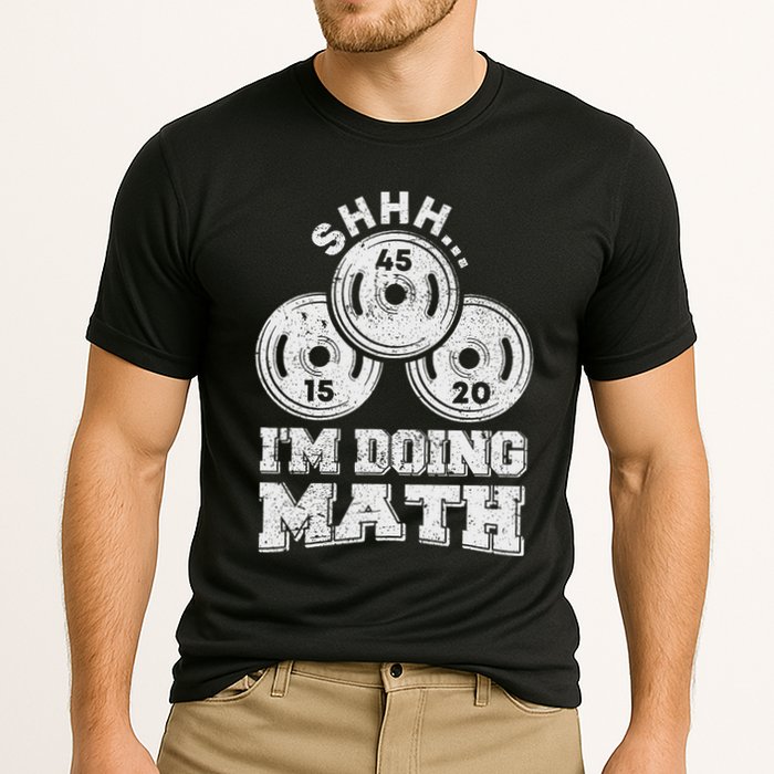 Shhh IM Doing Math Funny Weight Lifting Workout Training Cooling Performance Crew T-Shirt