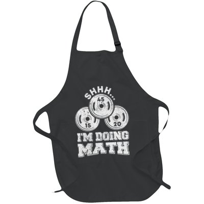 Shhh IM Doing Math Funny Weight Lifting Workout Training Full-Length Apron With Pockets