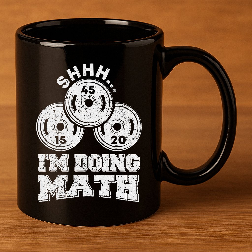 Shhh IM Doing Math Funny Weight Lifting Workout Training 11oz C Handle Ceramic Mug