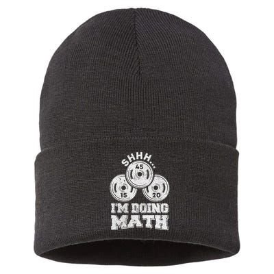 Shhh IM Doing Math Funny Weight Lifting Workout Training Sustainable Knit Beanie