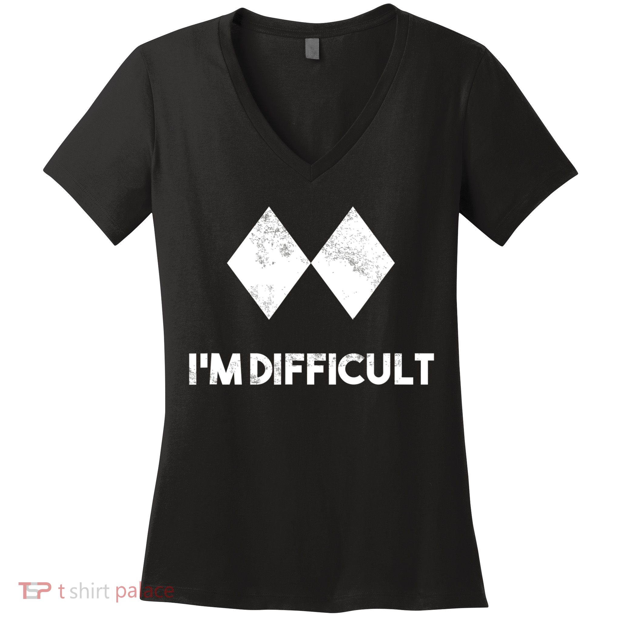 Ski I'm Difficult Funny Gift Skiing Lovers Skiers Snowboard Snowboarder Gift Women's V-Neck T-Shirt
