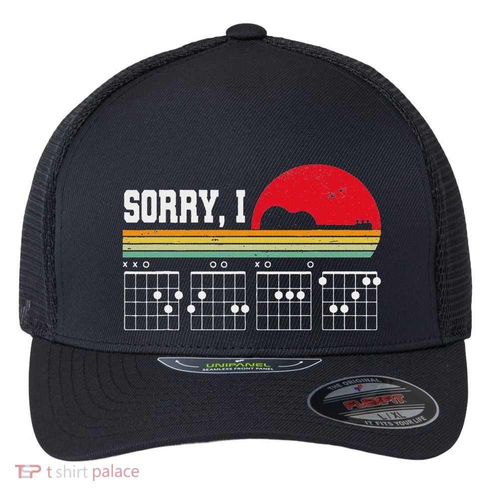 Sorry I Dgaf Hidden Message Guitar Flexfit Unipanel Trucker Cap