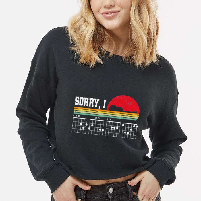 Sorry I Dgaf Hidden Message Guitar Cropped Pullover Crew