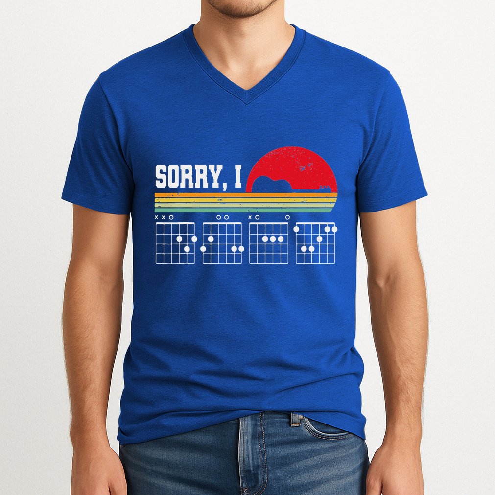 Sorry I Dgaf Hidden Message Guitar V-Neck T-Shirt