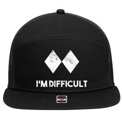 Ski I'm Difficult Skiing Skier Snowboard Snowboarder Gift 7 Panel Mesh Trucker Snapback Hat