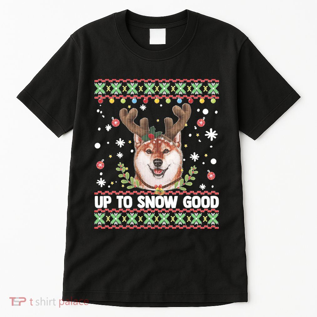 Shiba Inu Dog Reindeer Ugly Christmas Sweater Tall T-Shirt