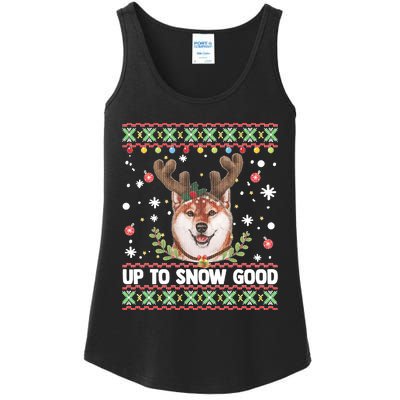 Shiba Inu Dog Reindeer Ugly Christmas Sweater Ladies Essential Tank