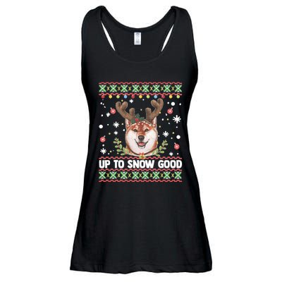 Shiba Inu Dog Reindeer Ugly Christmas Sweater Ladies Essential Flowy Tank