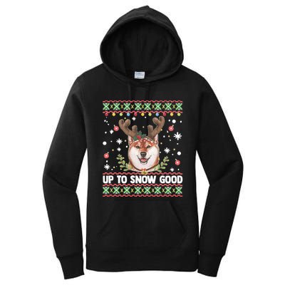 Shiba Inu Dog Reindeer Ugly Christmas Sweater Women's Pullover Hoodie