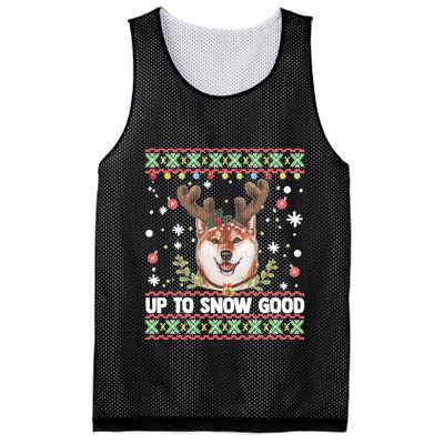 Shiba Inu Dog Reindeer Ugly Christmas Sweater Mesh Reversible Basketball Jersey Tank