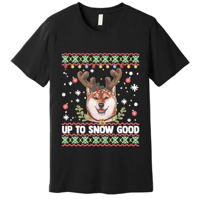 Shiba Inu Dog Reindeer Ugly Christmas Sweater Premium T-Shirt