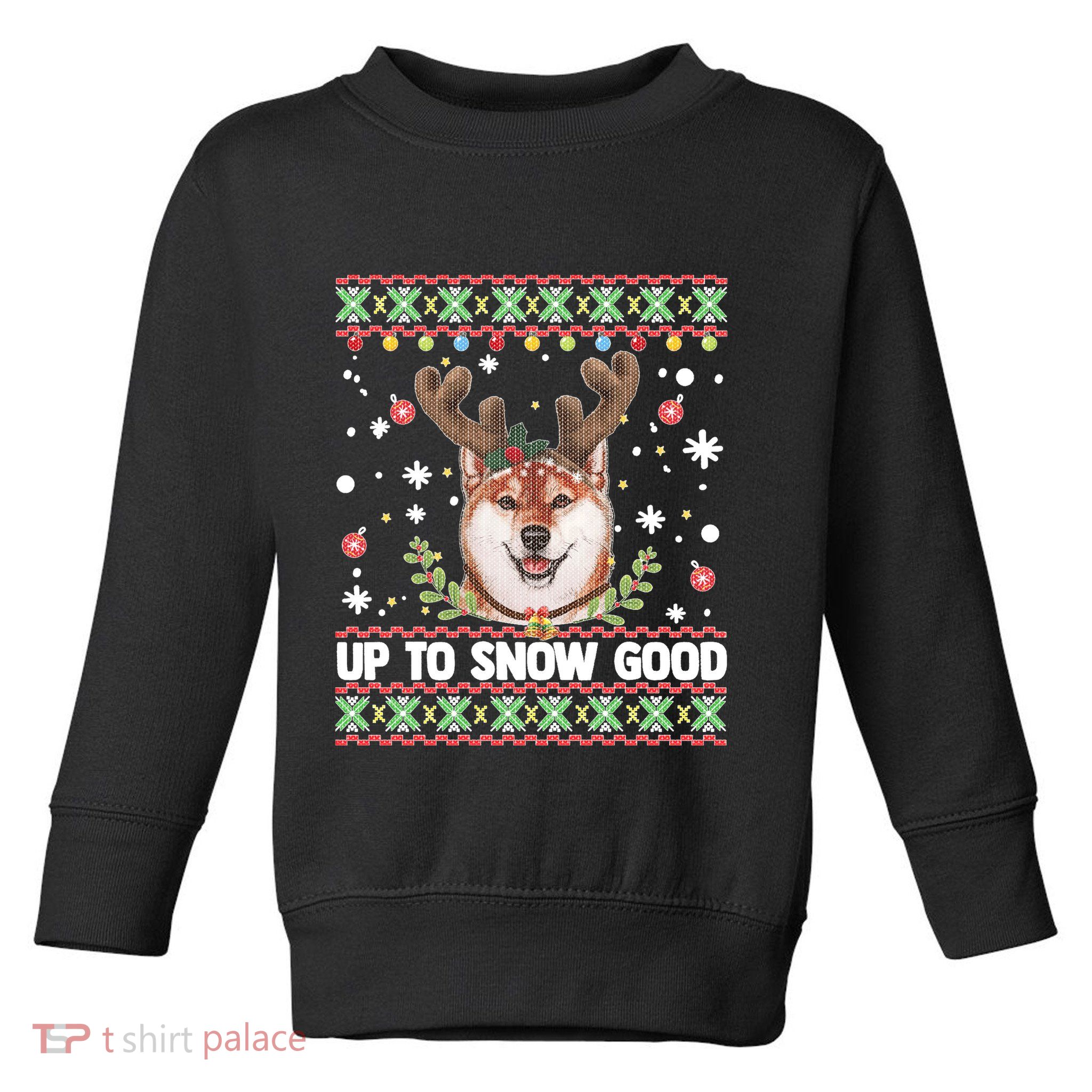 Shiba Inu Dog Reindeer Ugly Christmas Sweater Toddler Sweatshirt