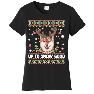 Shiba Inu Dog Reindeer Ugly Christmas Sweater Women's T-Shirt