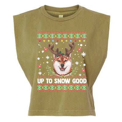 Shiba Inu Dog Reindeer Ugly Christmas Sweater Garment-Dyed Women's Muscle Tee