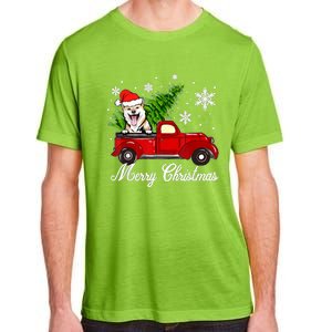 Shiba Inu Dog Riding Red Truck Christmas Decorations Pajama Adult ChromaSoft Performance T-Shirt