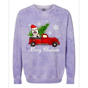 Shiba Inu Dog Riding Red Truck Christmas Decorations Pajama Colorblast Crewneck Sweatshirt