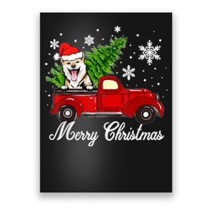 Shiba Inu Dog Riding Red Truck Christmas Decorations Pajama Poster