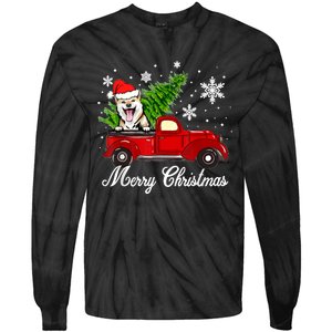 Shiba Inu Dog Riding Red Truck Christmas Decorations Pajama Tie-Dye Long Sleeve Shirt